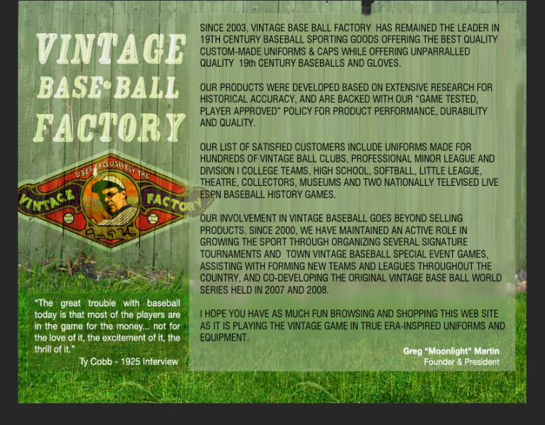 About Vintage Base Ball Factory